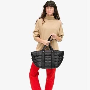 Clare V Le box tote sportif black puffer quilted shoulder bag